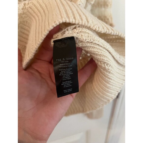 Rag & Bone Wool Blend Crochet Sweater Ivory Knit Crew Neck Size XS NWT - Picture 5 of 6